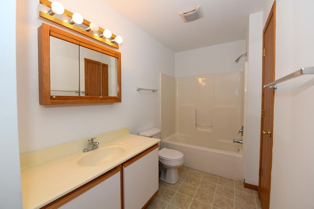 full bathroom with vanity, shower / bathing tub combination, and toilet