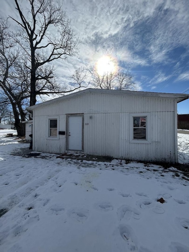 view of snow covered structure