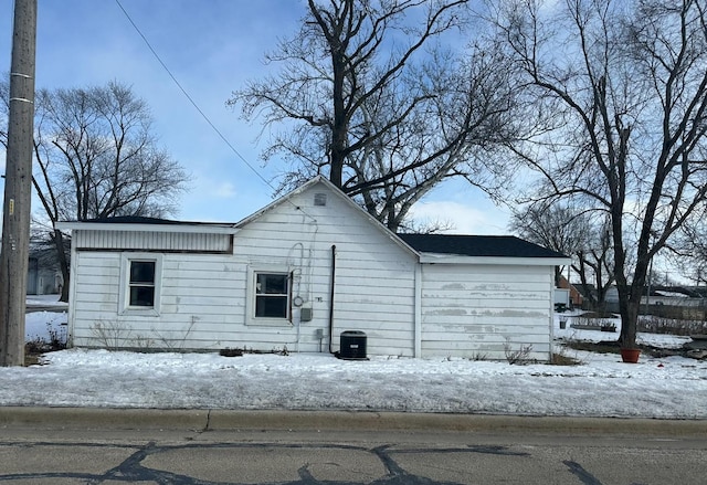 view of snow covered property