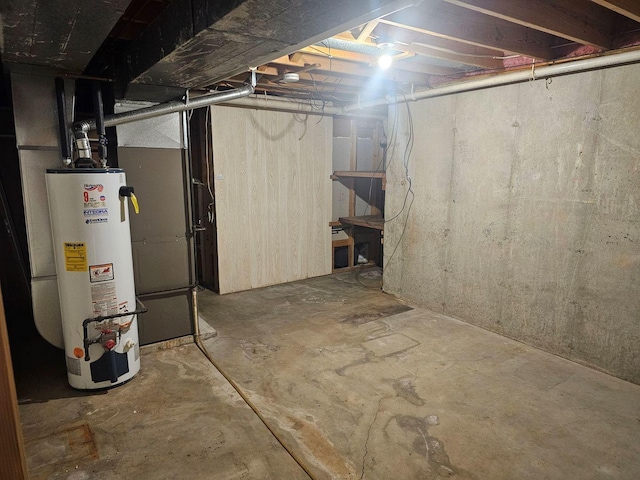 basement featuring water heater