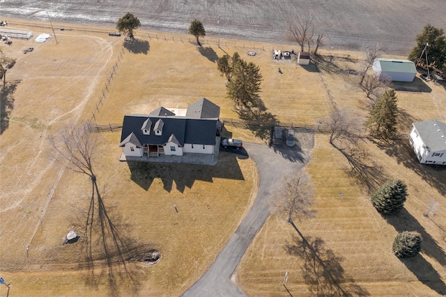 aerial view featuring a rural view