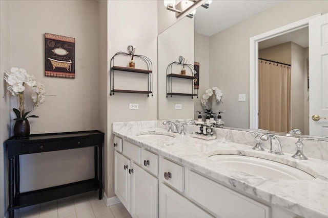 bathroom featuring vanity and tile patterned floors