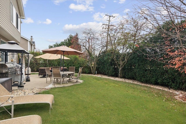 view of yard featuring a gazebo and a patio