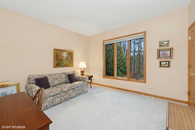 living room with carpet floors