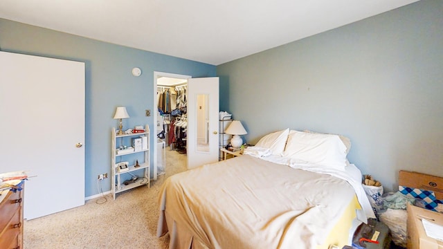 bedroom featuring a spacious closet and a closet