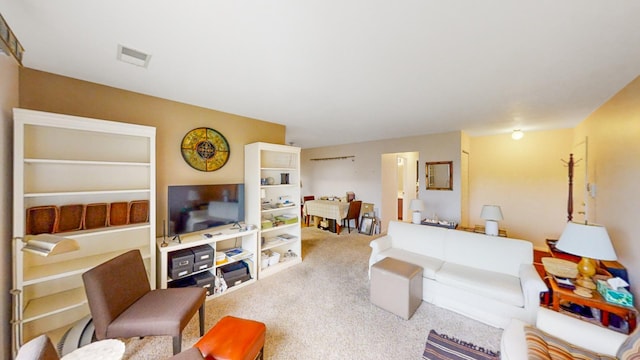 living room featuring carpet floors