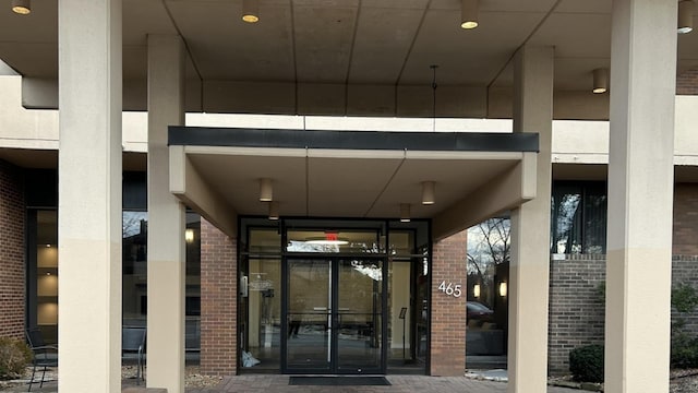 doorway to property featuring french doors