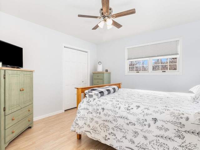 37W751 Orchard Ln, Elgin, IL 60124 - bedroom featuring light wood finished floors, ceiling fan, baseboards, and a closet