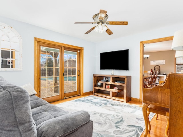 37W751 Orchard Ln, Elgin, IL 60124 - living area with a ceiling fan, baseboards, and wood finished floors