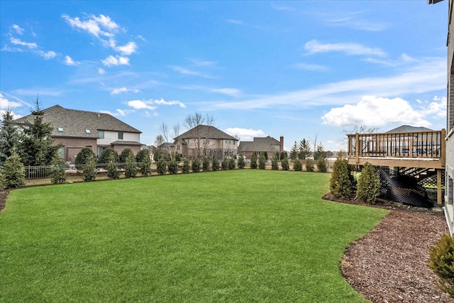 view of yard featuring a wooden deck