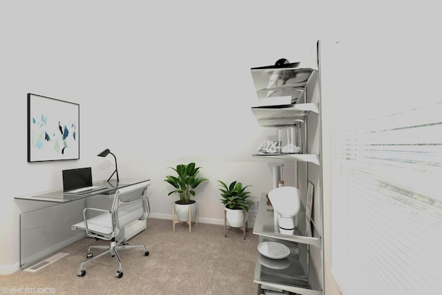 office space featuring light colored carpet