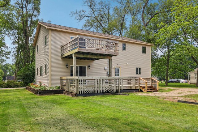4204 E Dr, Wonder Lake, IL 60097 - rear view of house featuring a yard and a deck