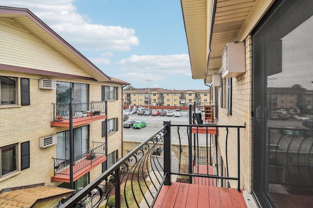 balcony with a wall mounted AC