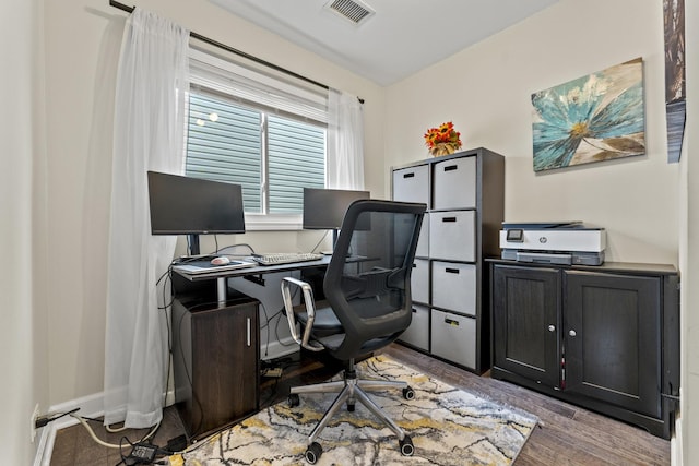 office featuring hardwood / wood-style floors