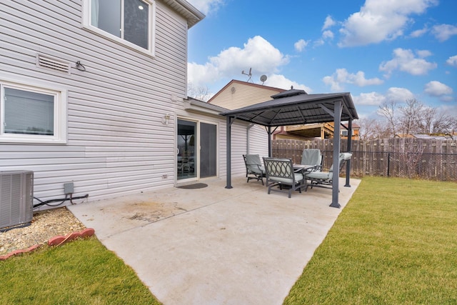 view of patio / terrace featuring a gazebo and central AC unit