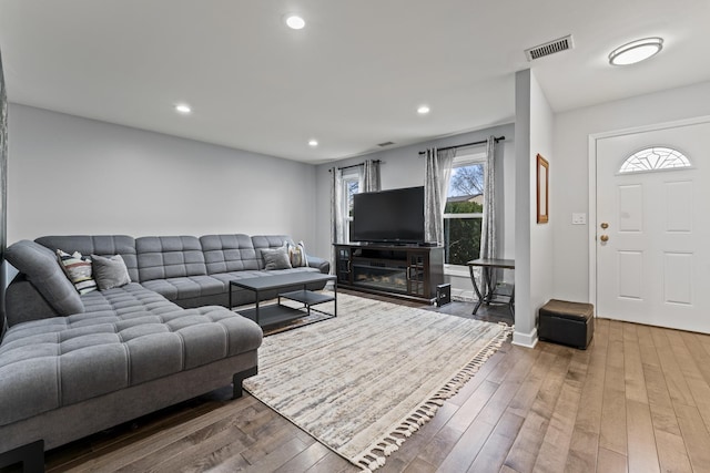 living room featuring hardwood / wood-style flooring