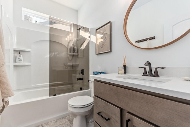 full bathroom with vanity, toilet, and shower / bath combination