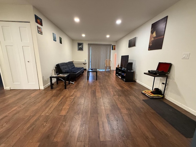 living area featuring dark hardwood / wood-style floors