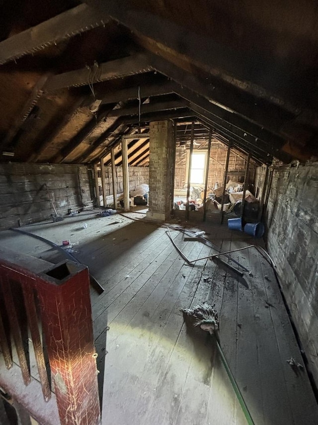 view of unfinished attic