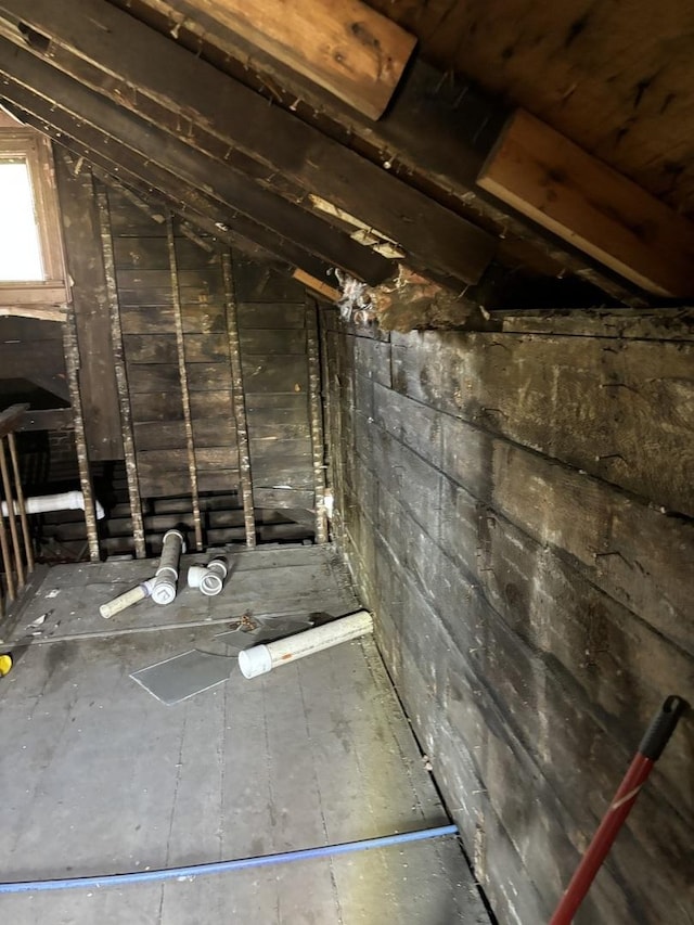 view of unfinished attic