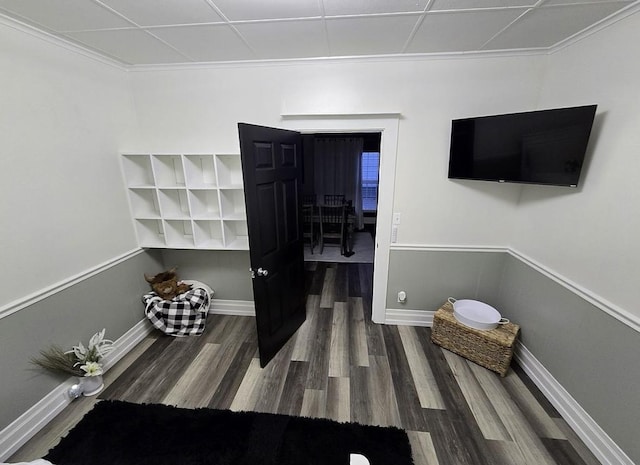 interior space with dark hardwood / wood-style flooring