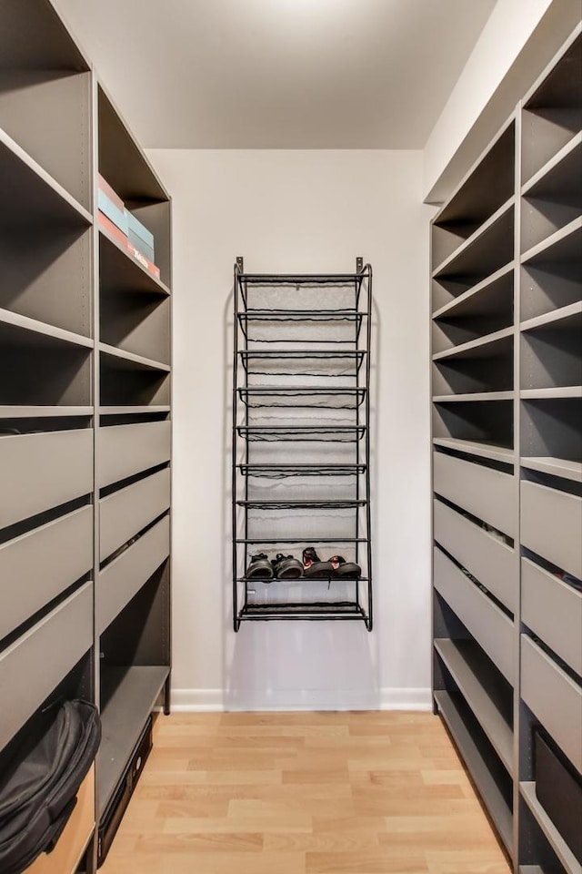 walk in closet featuring wood finished floors