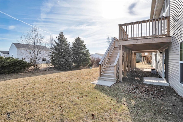 view of yard featuring a deck