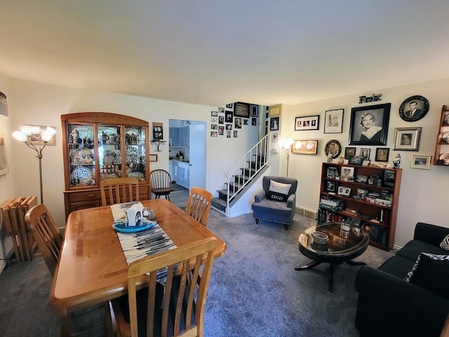 dining area with carpet floors