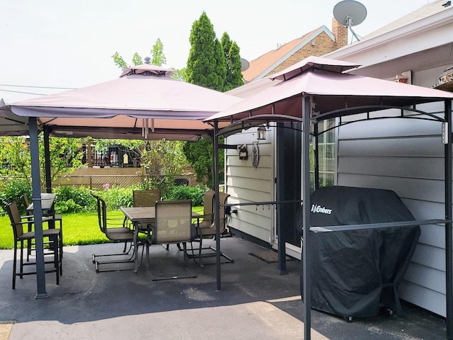 view of patio featuring a gazebo