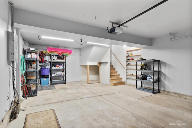 garage with a garage door opener