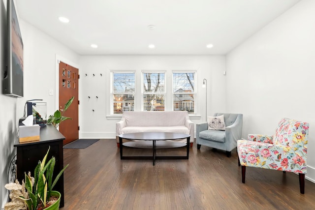 living area featuring dark hardwood / wood-style floors