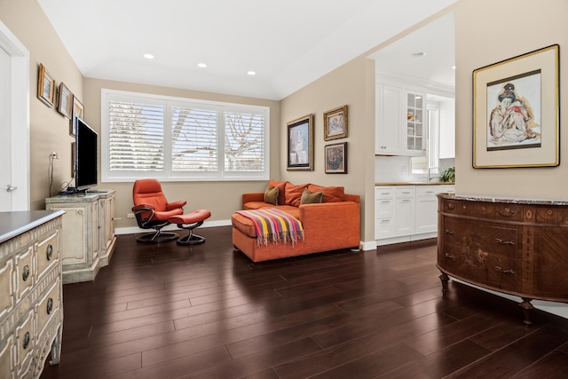 1319 Lincoln St, Evanston, IL 60201 - sitting room with dark wood-type flooring, baseboards, and recessed lighting