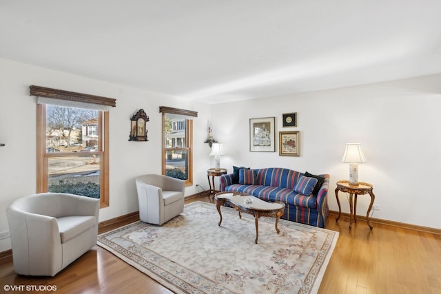 living room with hardwood / wood-style floors