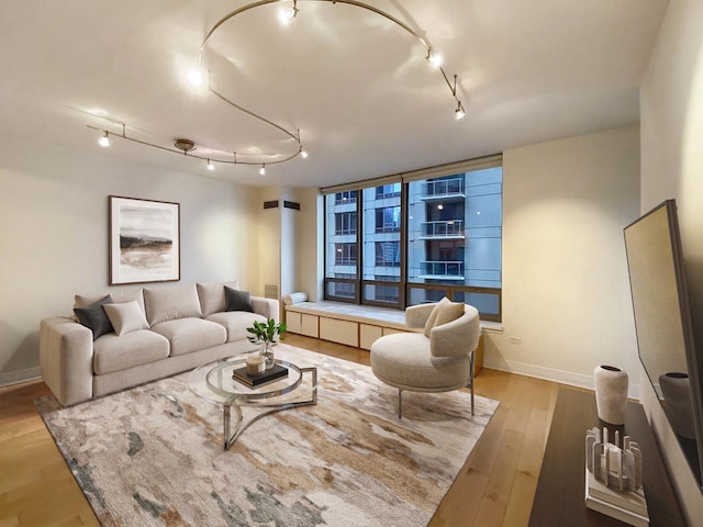 living room featuring light hardwood / wood-style floors