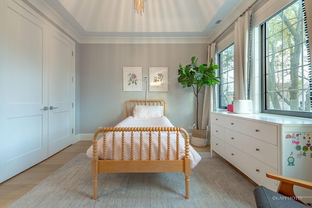 bedroom featuring light hardwood / wood-style flooring