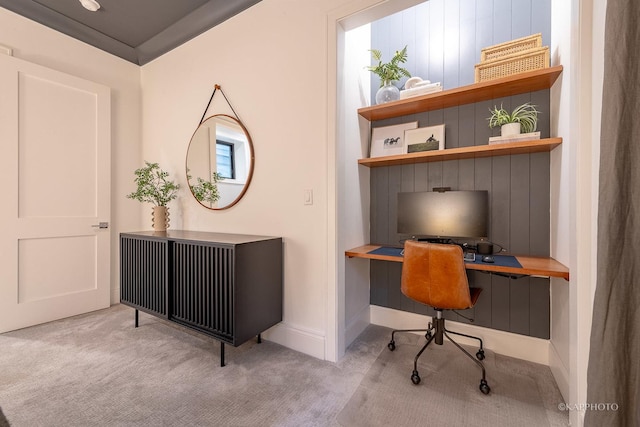 view of carpeted home office