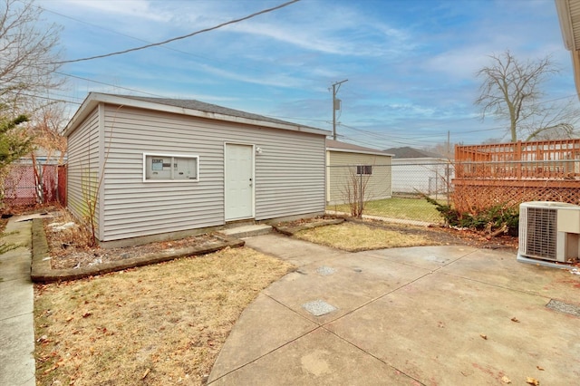 view of outbuilding featuring central AC