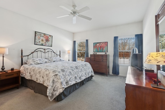 bedroom featuring carpet and ceiling fan