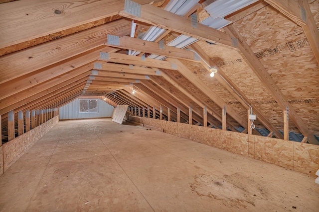 view of unfinished attic