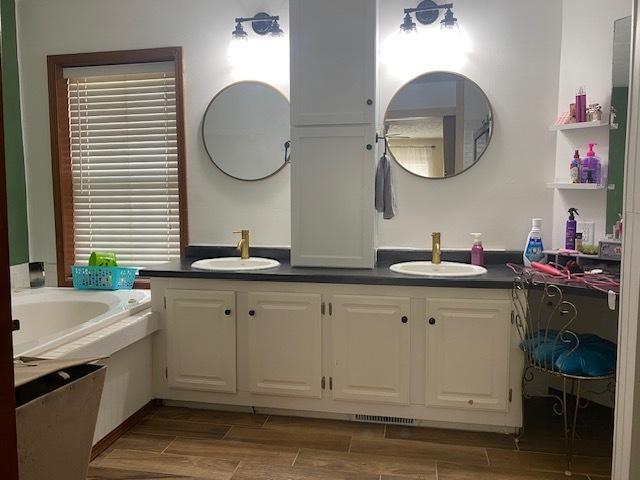 bathroom featuring vanity and a bathing tub