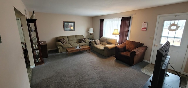 living room featuring carpet