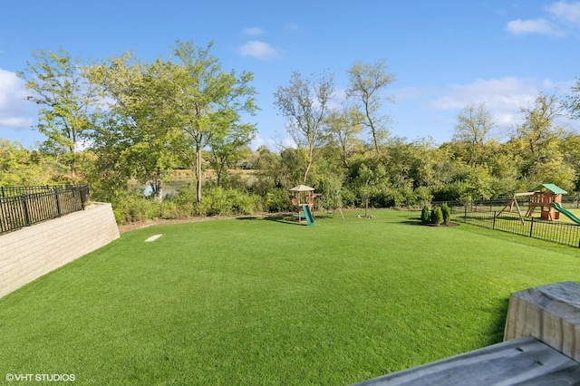 view of yard featuring a playground