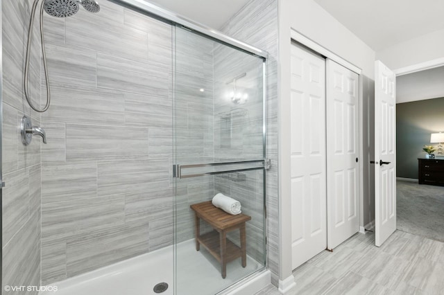 bathroom featuring walk in shower