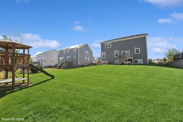 view of yard with a playground