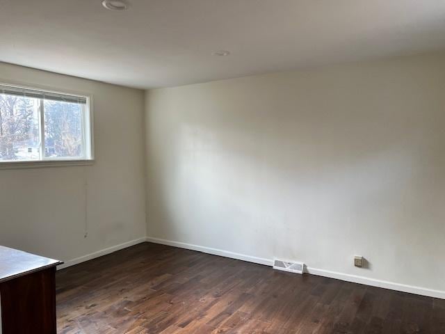 spare room featuring dark wood-type flooring