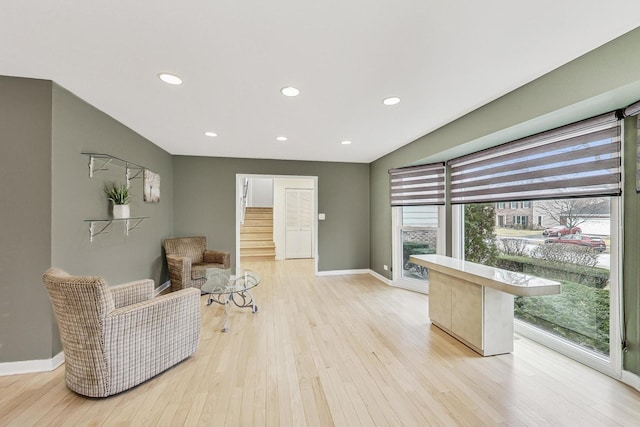 living area featuring light hardwood / wood-style flooring