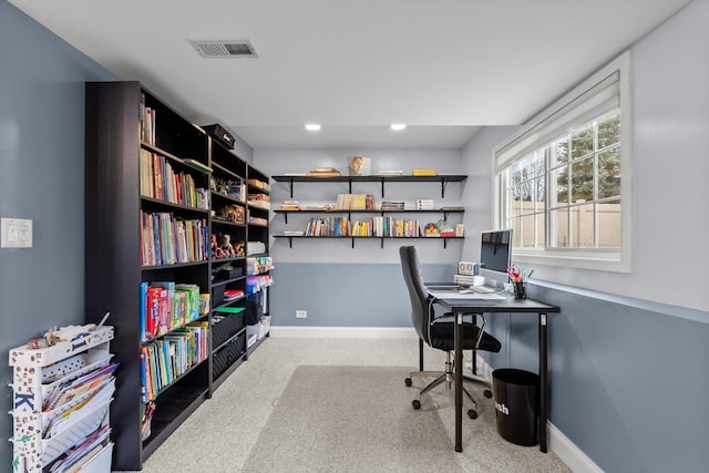 view of carpeted office