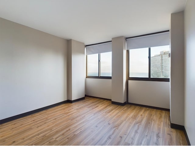 unfurnished room with light wood-type flooring