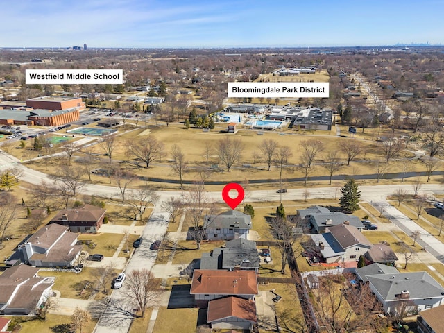 drone / aerial view with a residential view