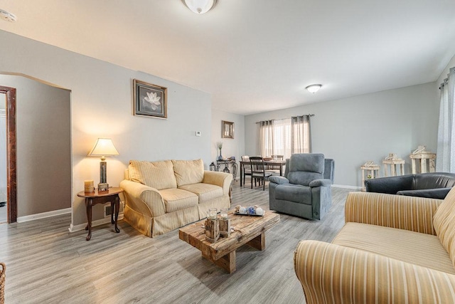 living room featuring light hardwood / wood-style flooring